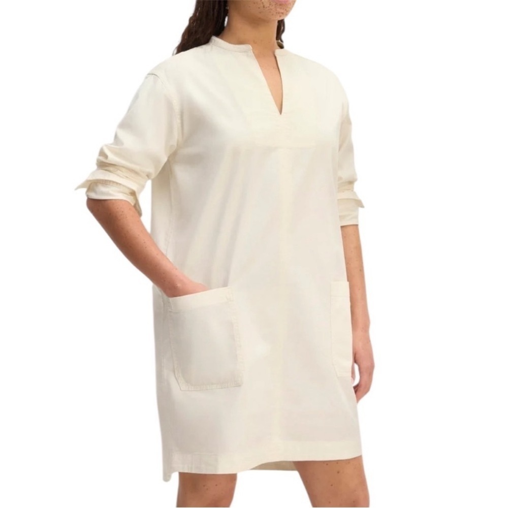 EVERLANE The Long Sleeve Utility Minimalist Shirt Dress in Bone